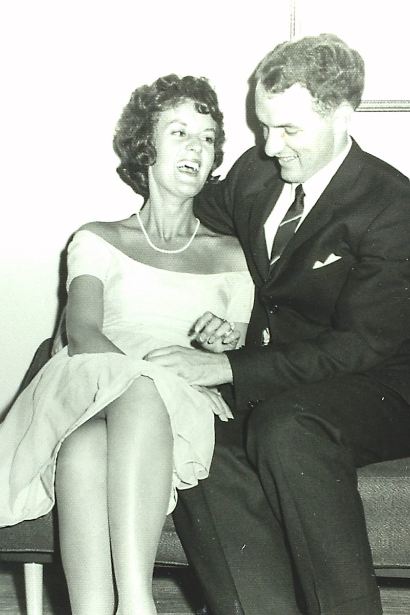 newly engaged man and woman in the 1960s