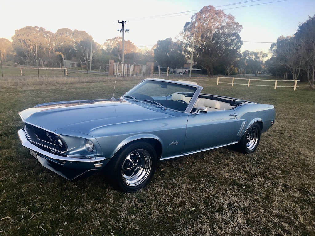 Style, beauty and subtle power ooze from the 1969 Mustang convertible