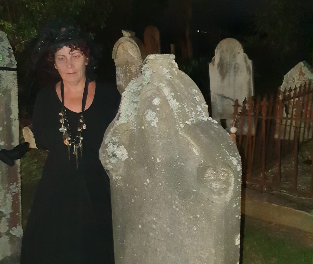 woman in graveyard