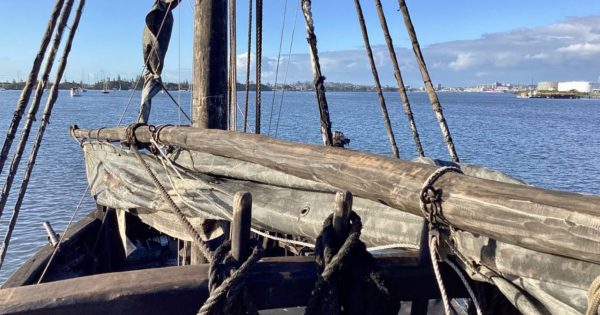 Replica 15th-century caravel Notorious ties up in Batemans Bay offering a pirate-like experience