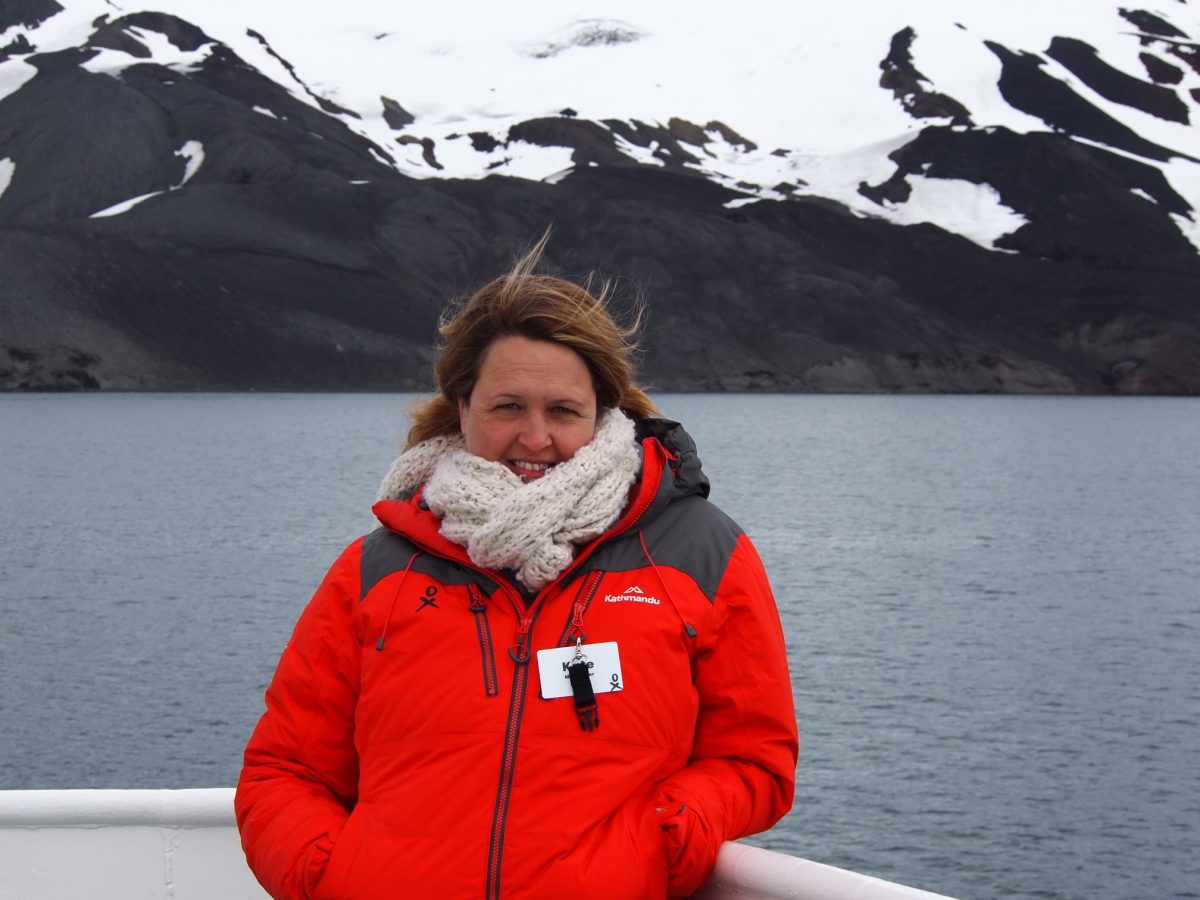 Woman on boat in Anarctica