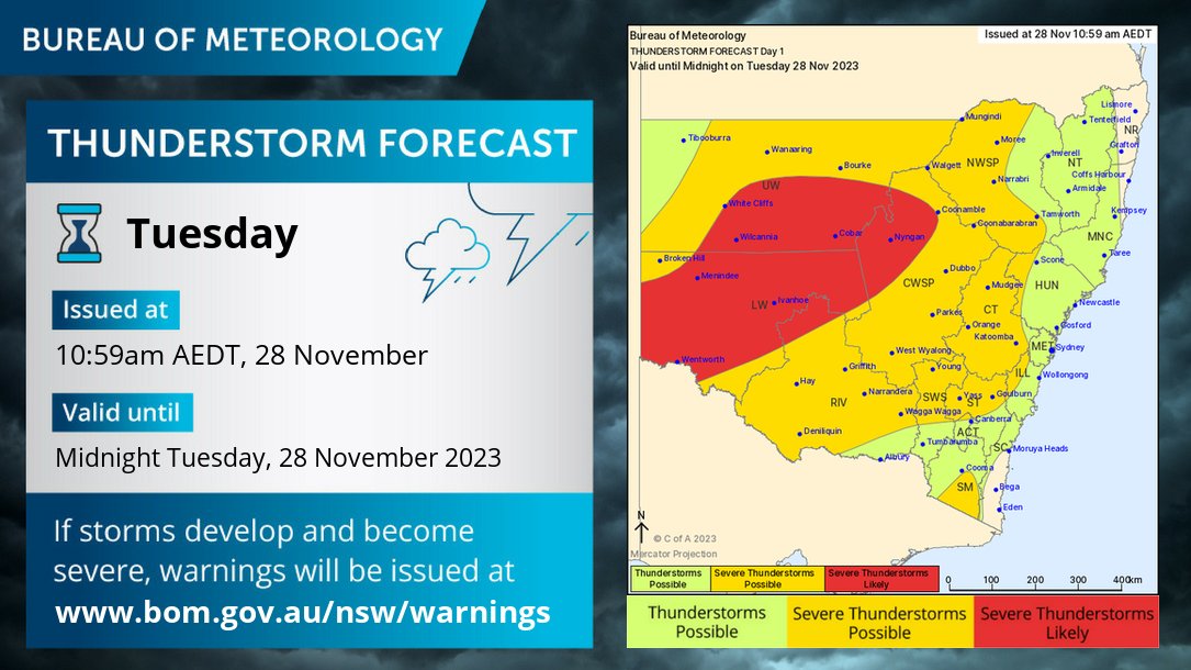 A thunderstorm forecast from the Bureau of Meteorology