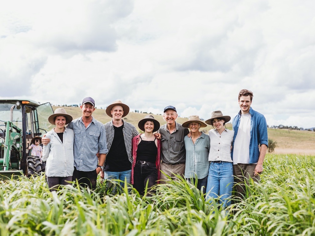 group of people in a farm field 