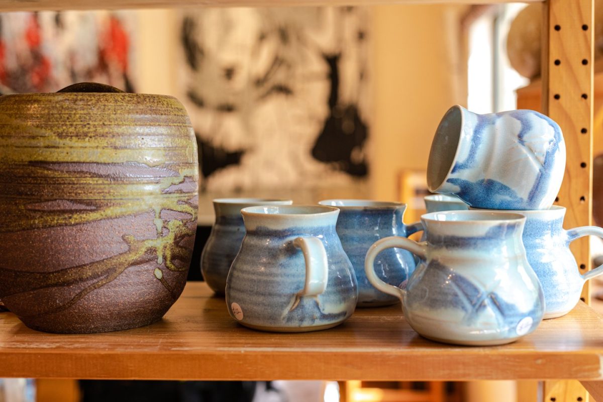 Ceramic mugs of various sizes and colours