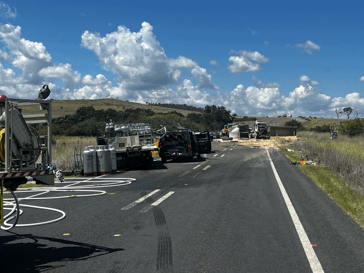 Damaged vehicles on a highway