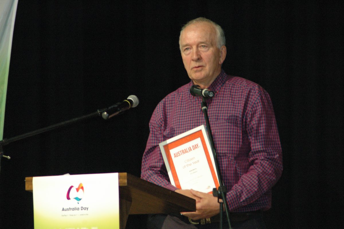 Man making speech after receiving award