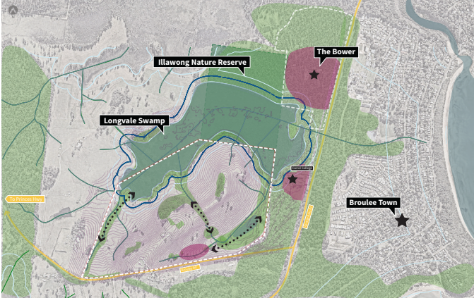 Area map of locality of proposed Broulee development.