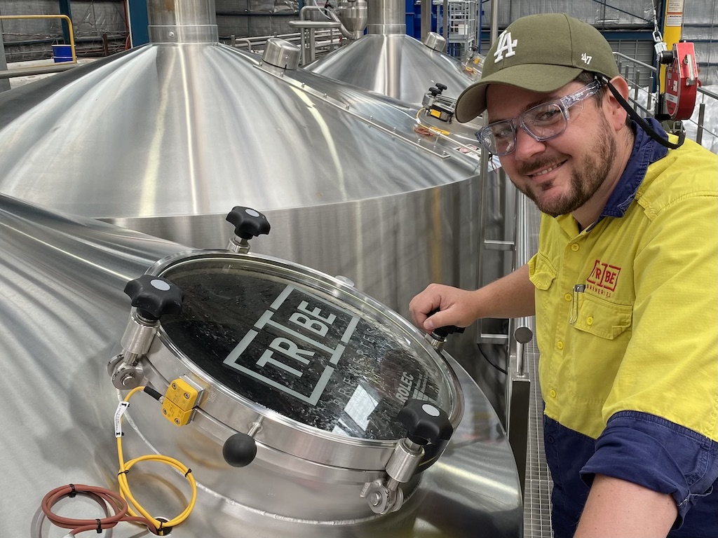 Technical and development brewer Rodrigo Ricco keeps an eye on the production process at Tribe Breweries. 