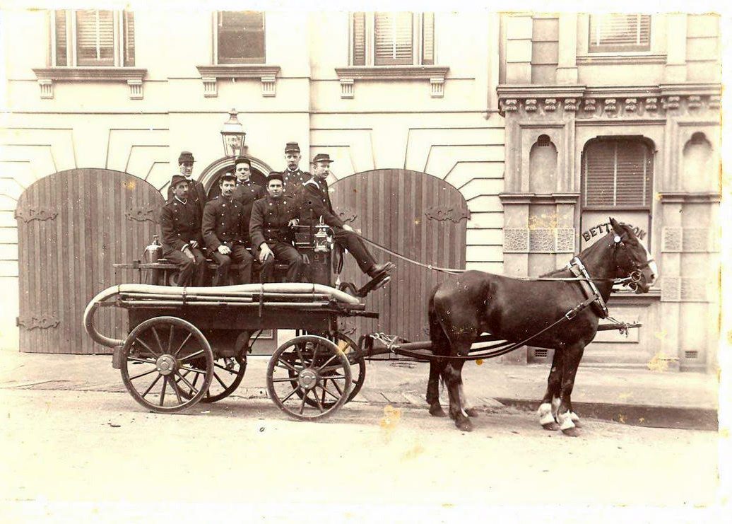 Goulburn Fire Brigade on a horse-drawn carriage