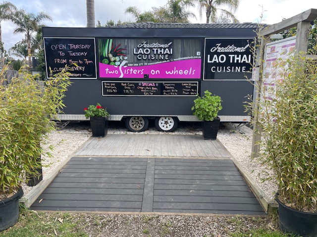 Food van with Two Sisters branding