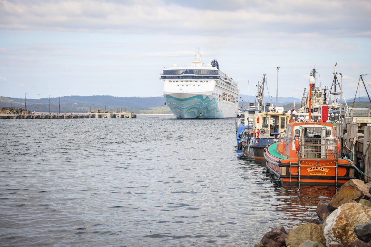 A cruise ship coming into port