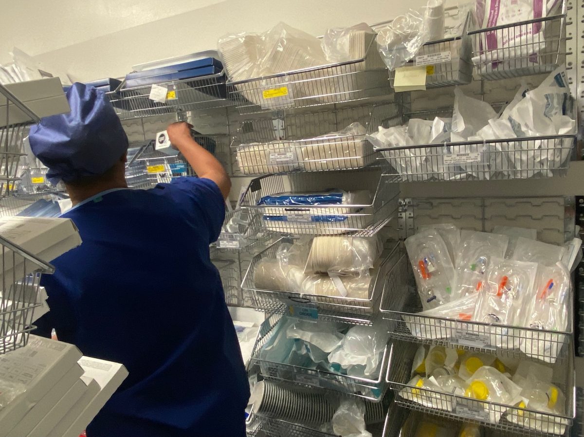 nurse in hospital stockroom