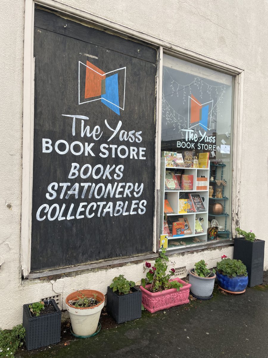 Sign on window saying the Yass Book Store