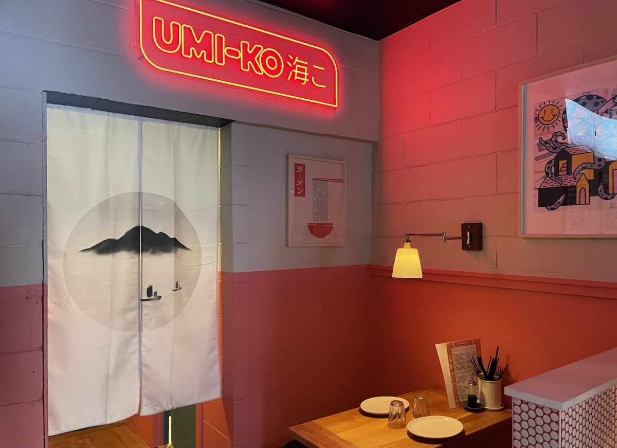A colourful corner in Japanese restaurant Umiko Merimbula