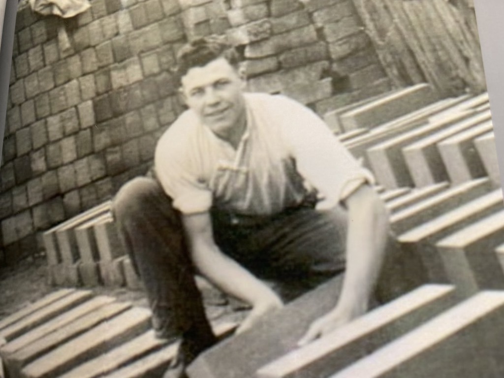 man making bricks in the 1950s