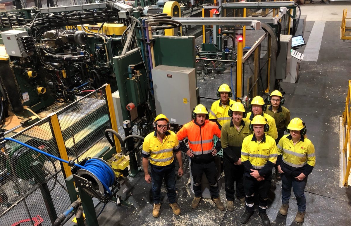 Trainees on a sawmill tour