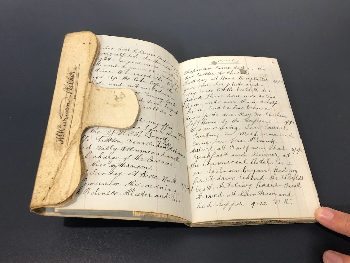 The diary that Arthur Curwen-Walker kept while training at the Royal Military College in Duntroon. 