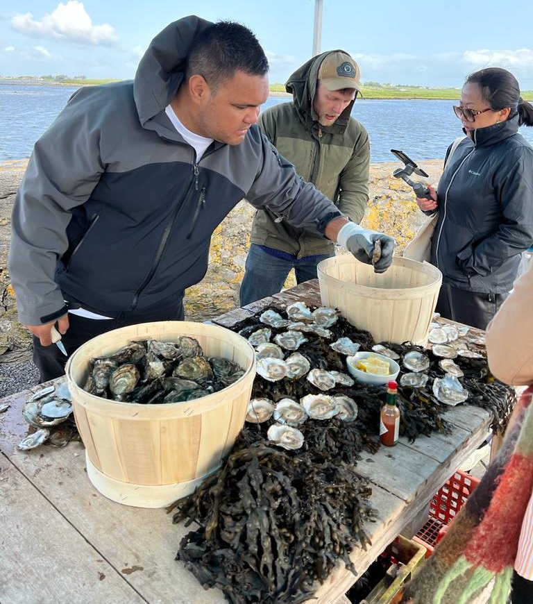 Gerard 'Doody' Dennis shucking oysters at Kelly Oysters in Galway in 2023.