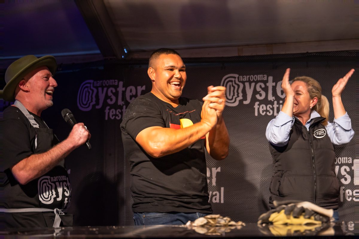 Gerard Doody Dennis competing at Narooma Oyster Festival's Oyster Shucking Championships in May. 