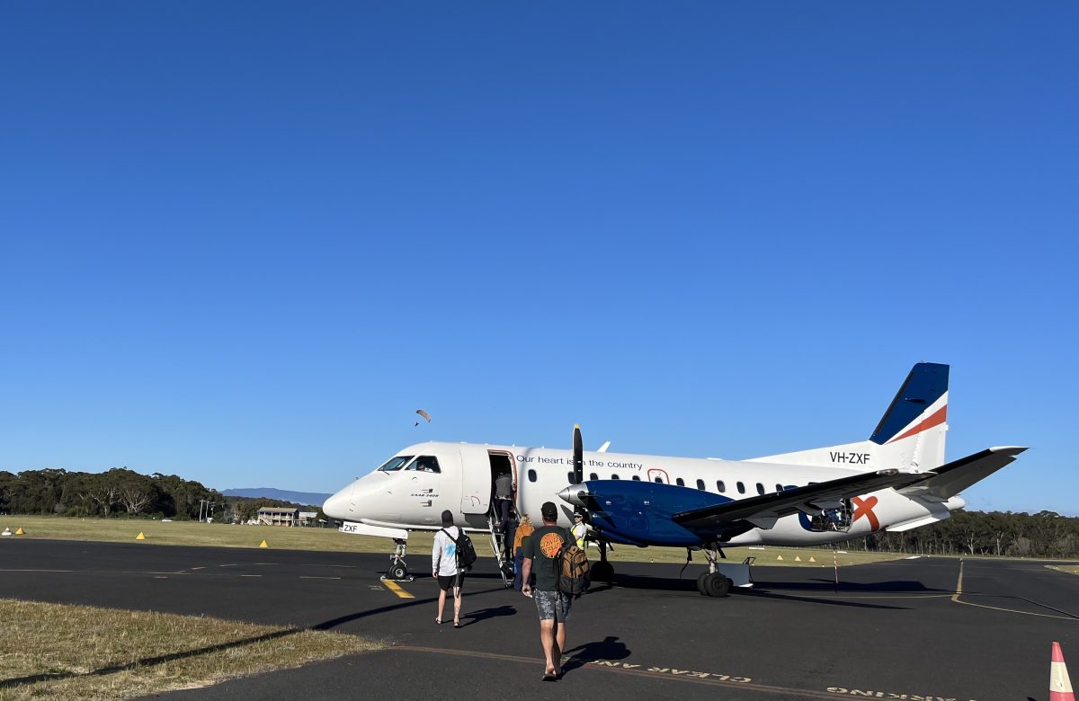 People board a Rex flight at Moruya airport