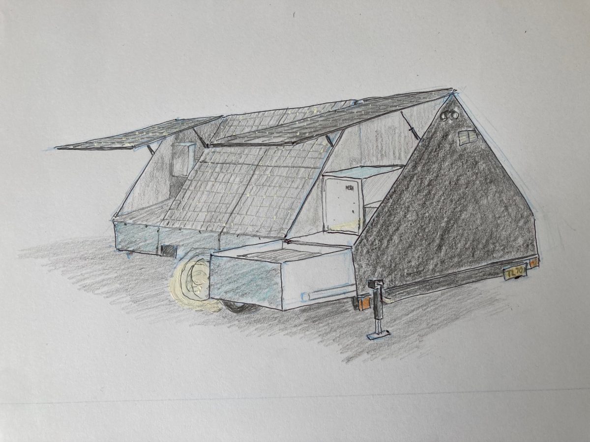 A sketch of the prototype mobile emergency power hub developed by Repurposing for Resilience Eurobodalla. 