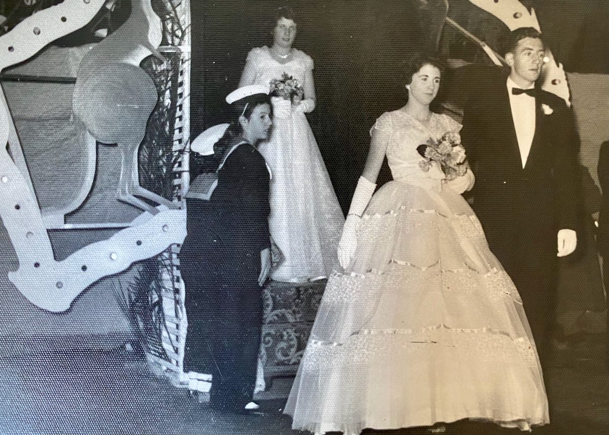 Kevin Thompson and Cathy Nash make their entrance to a debutant ball in Goulburn.