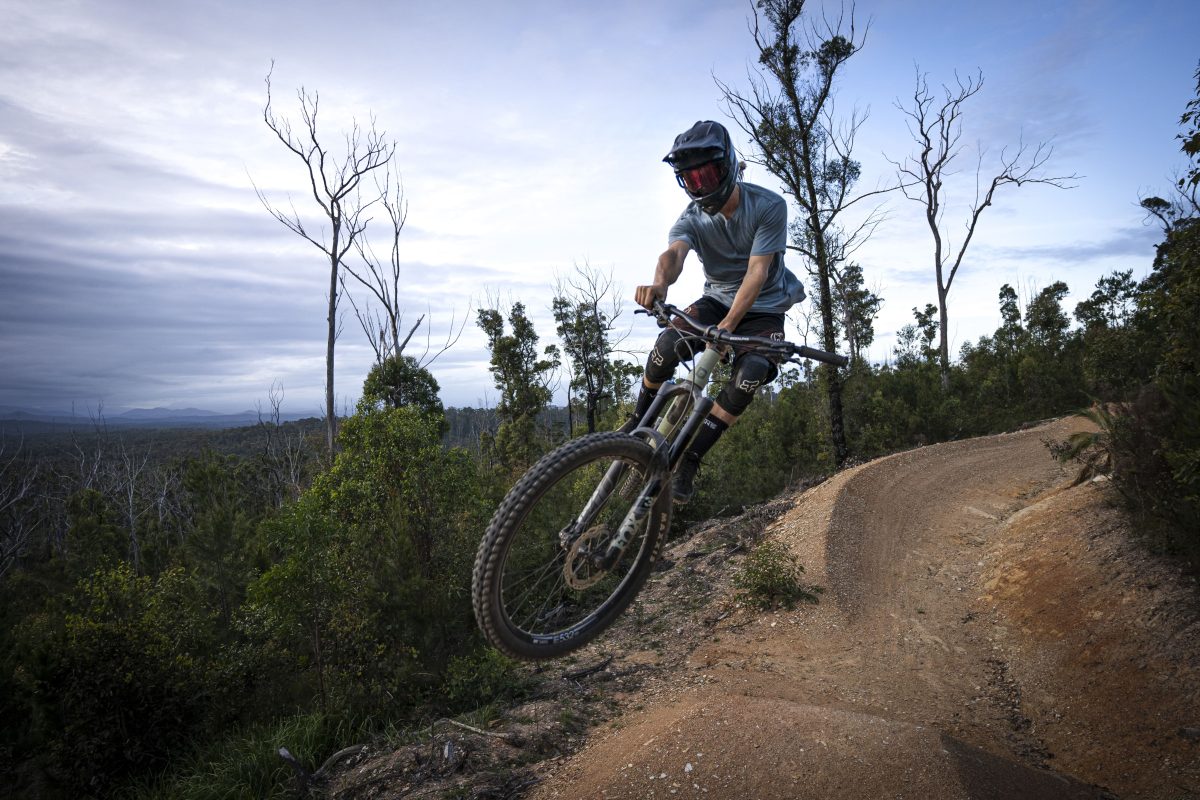 mountain bike rider in action