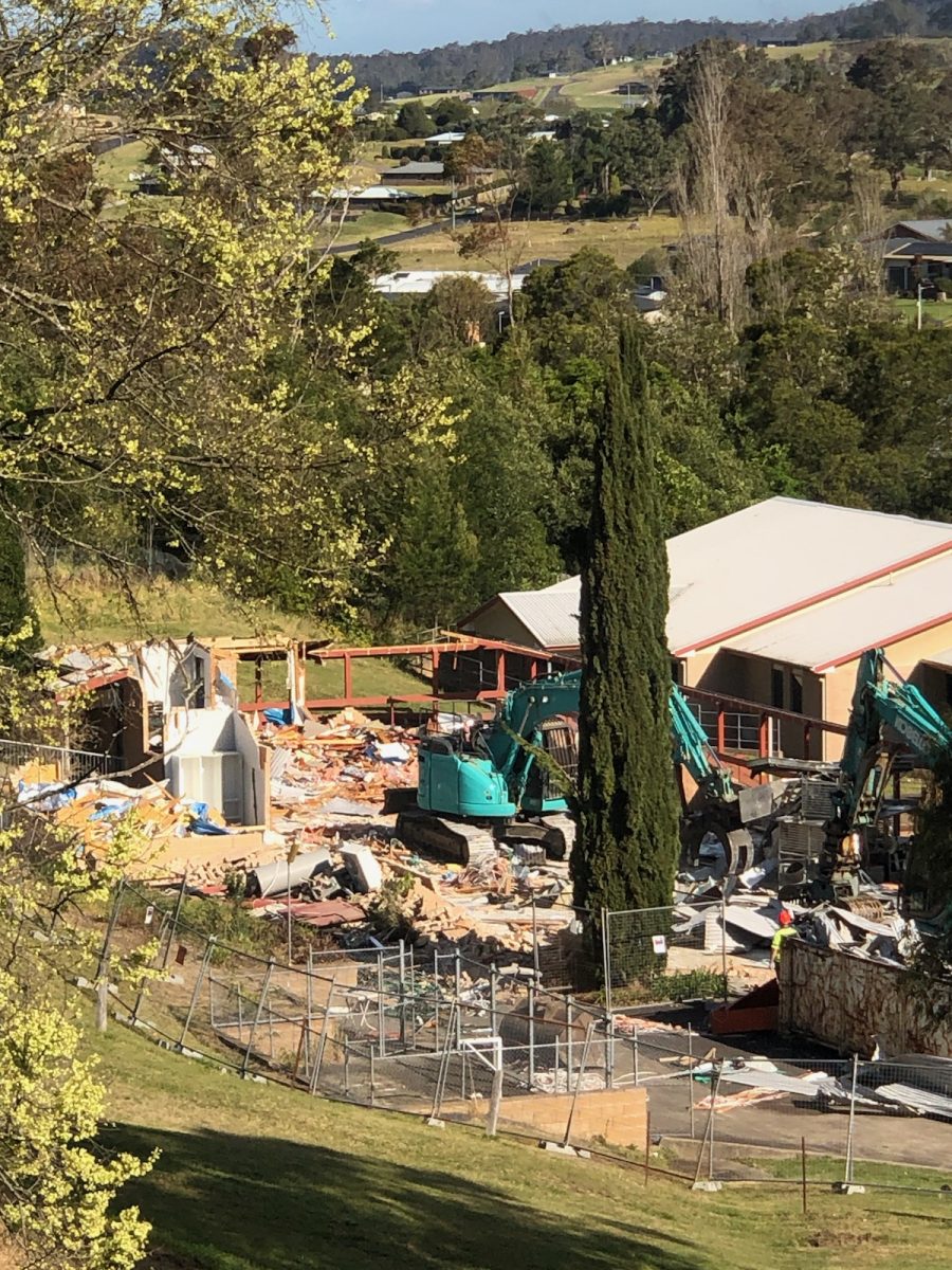 Demolition works are underway at the former Bega TAFE site in September. 