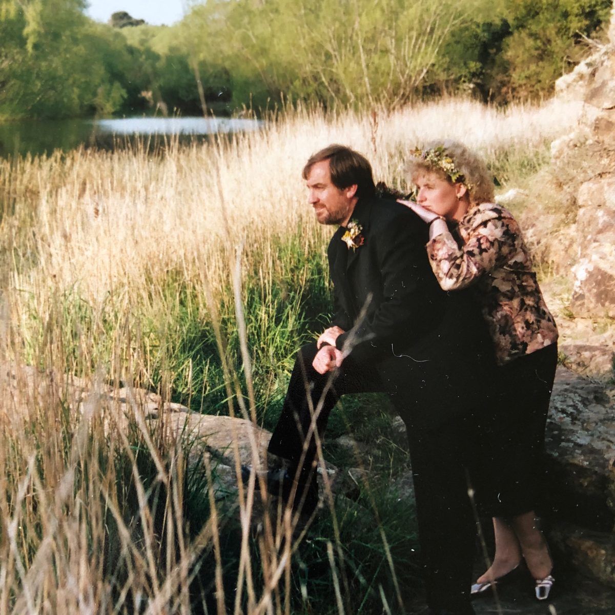 old photo of a bride and groom