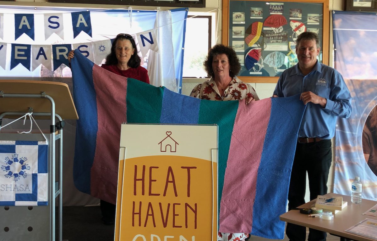 SHASA president Kathryn Maxwell, Eurobodalla Shire Councillor Sharon Winslade and Mike Hallahan of Moruya SLSC at the official opening of the Moruya Surf Life Saving Club Bushfire and Heatwave Haven on 29 October. 