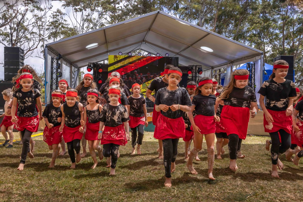 Dancers from Eden and Pambula schools performed at the Giiyong Festival 2024.