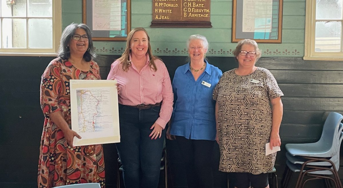 CWA Tilba's Helene Sharpe with NSW Minister for Regional Transport and Roads Jenny Aitchison, and Nola Ezzy and Annette Kennewell of CWA Tilba. 