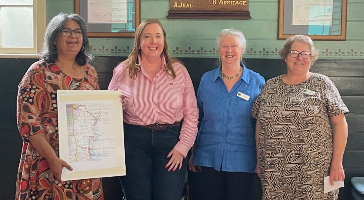 CWA Tilba's Helene Sharpe with NSW Minister for Regional Transport and Roads Jenny Aitchison, and Nola Ezzy and Annette Kennewell of CWA Tilba. 