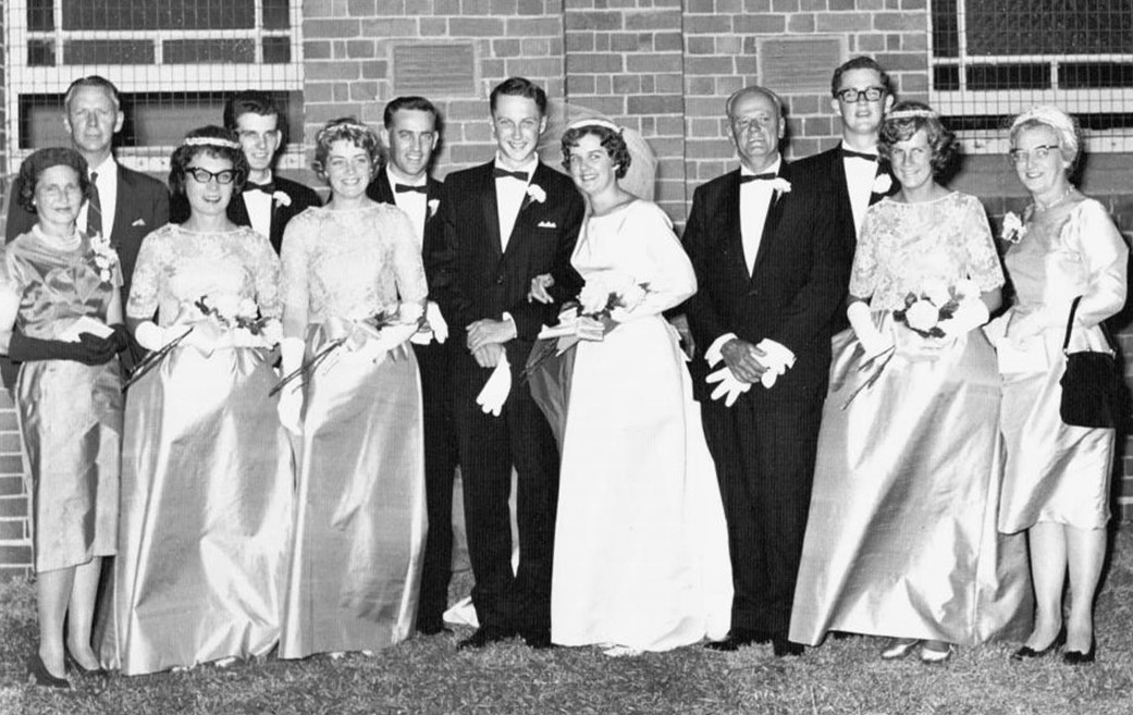 Don and Maxine Elder’s wedding day after she had graduated as a schoolteacher. 