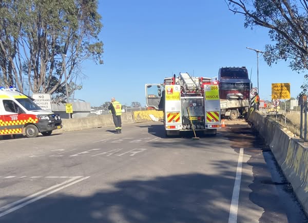 The scene of the truck crash at Wallendbeen. 