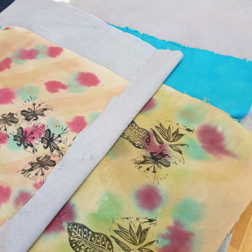 An image of some of the dyeing work for the creative spaces goulburn dyeing class 