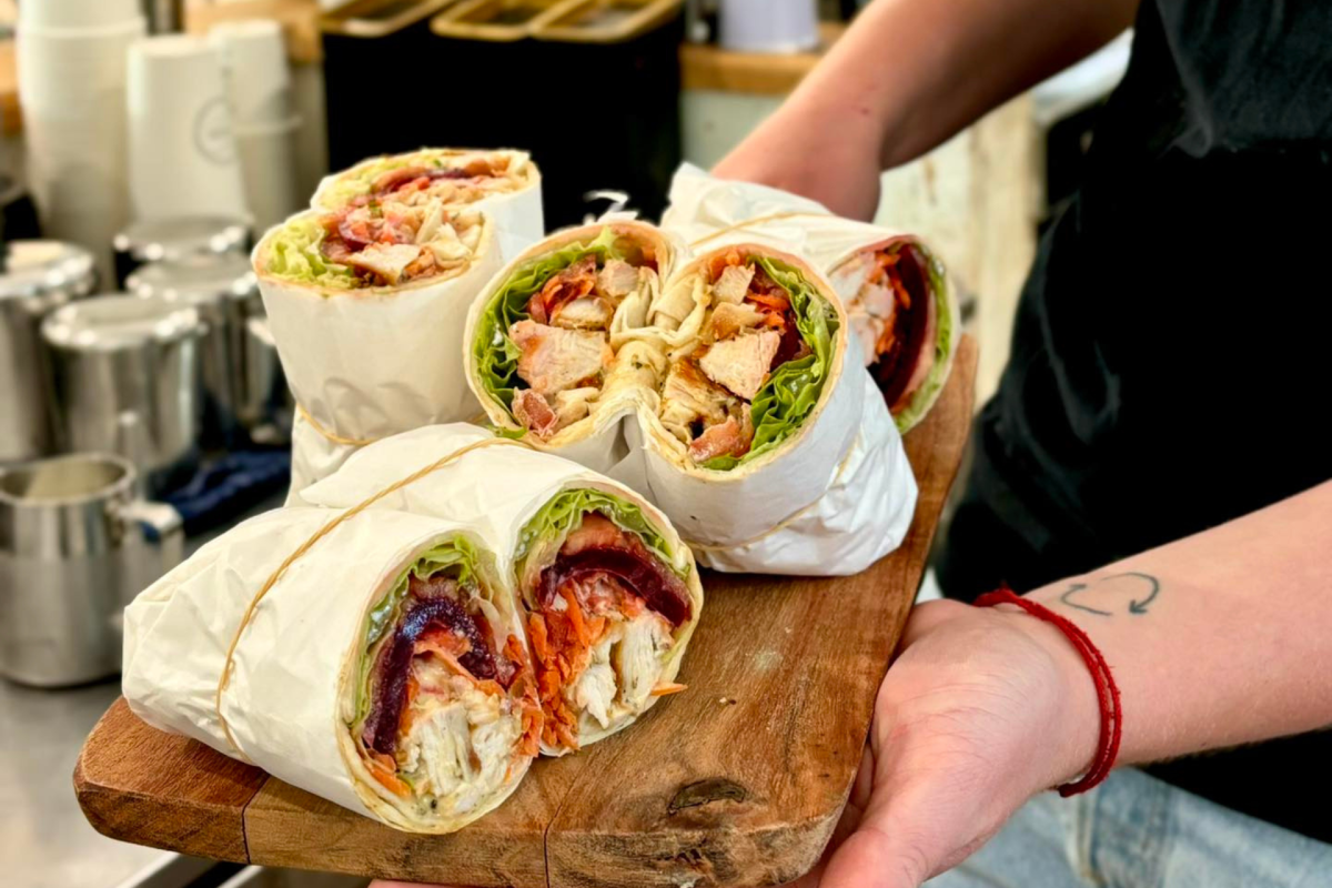 A platter of fresh salad wraps