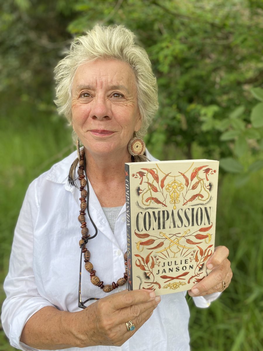 Author, playwright and award-winning poet Julie Janson with her historical novel <em>Compassion</em> that was published in 2024.