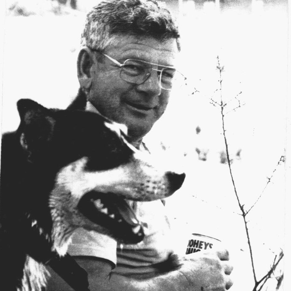 Principal of a successful panel beating business, Kevin ‘Rowdy’ McClelland with 'Butch'. He loved dogs and had several on his farm at Kingsvale, near Goulburn. 