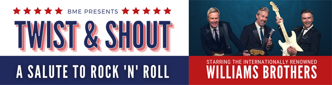 a banner for the twist and shout musical group