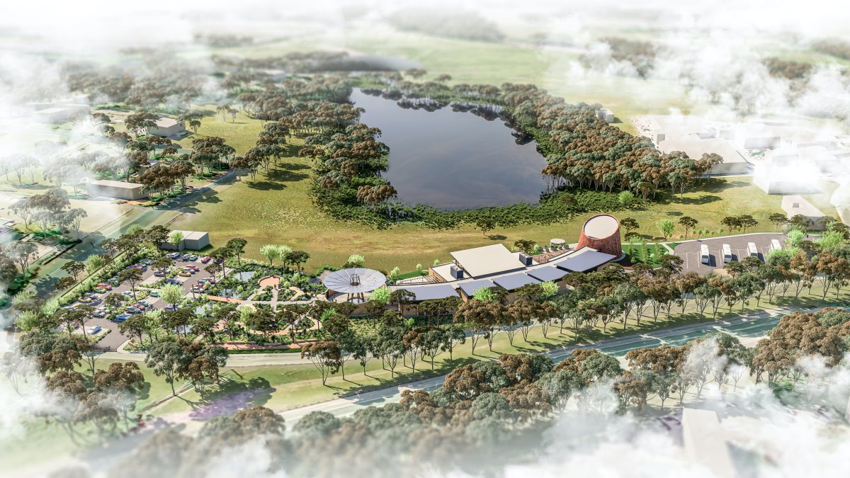 Artist's sketch of an aerial view of the National Circularity Centre to be built in Bega over the next 18 months.