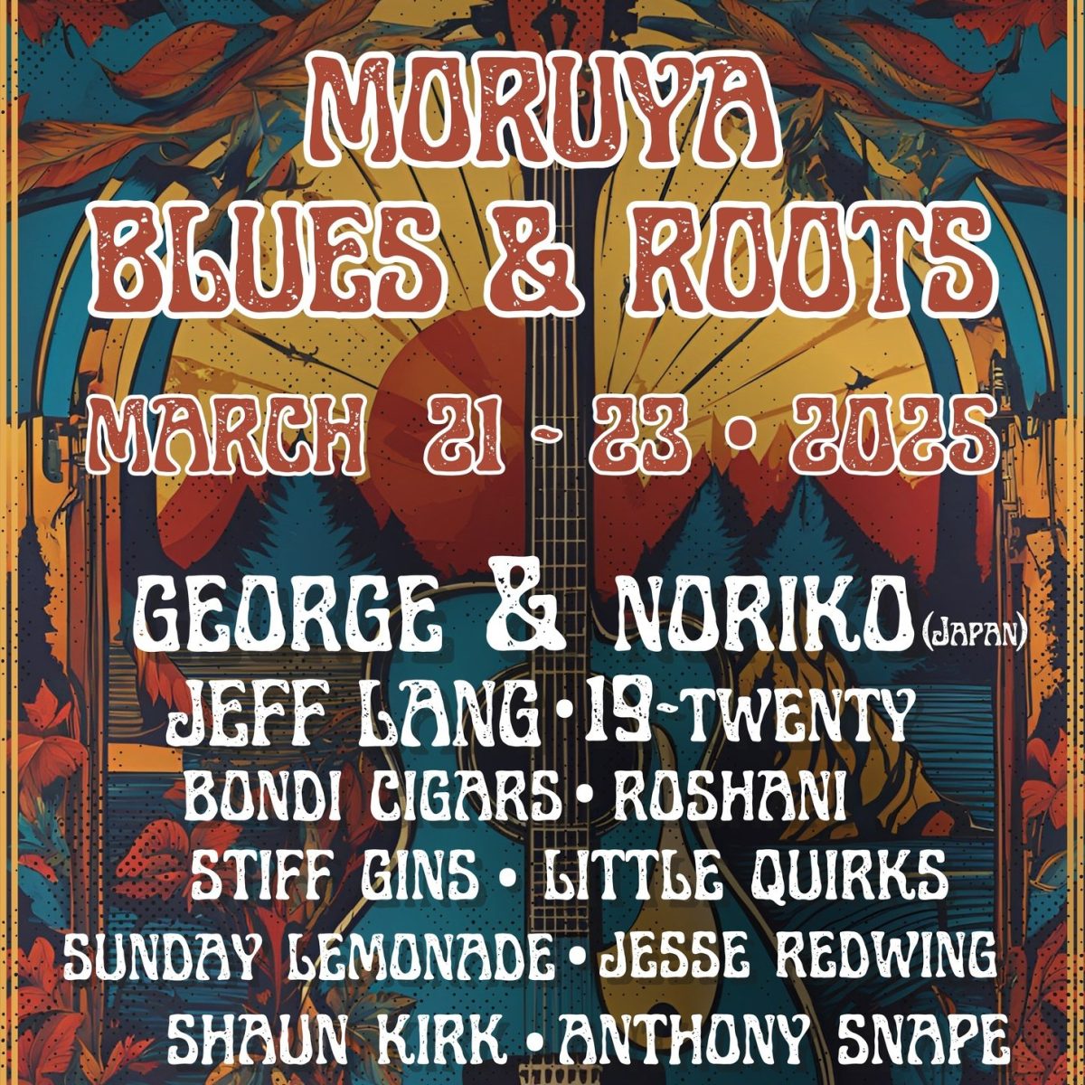 the banner for the moruya blues and roots fest 