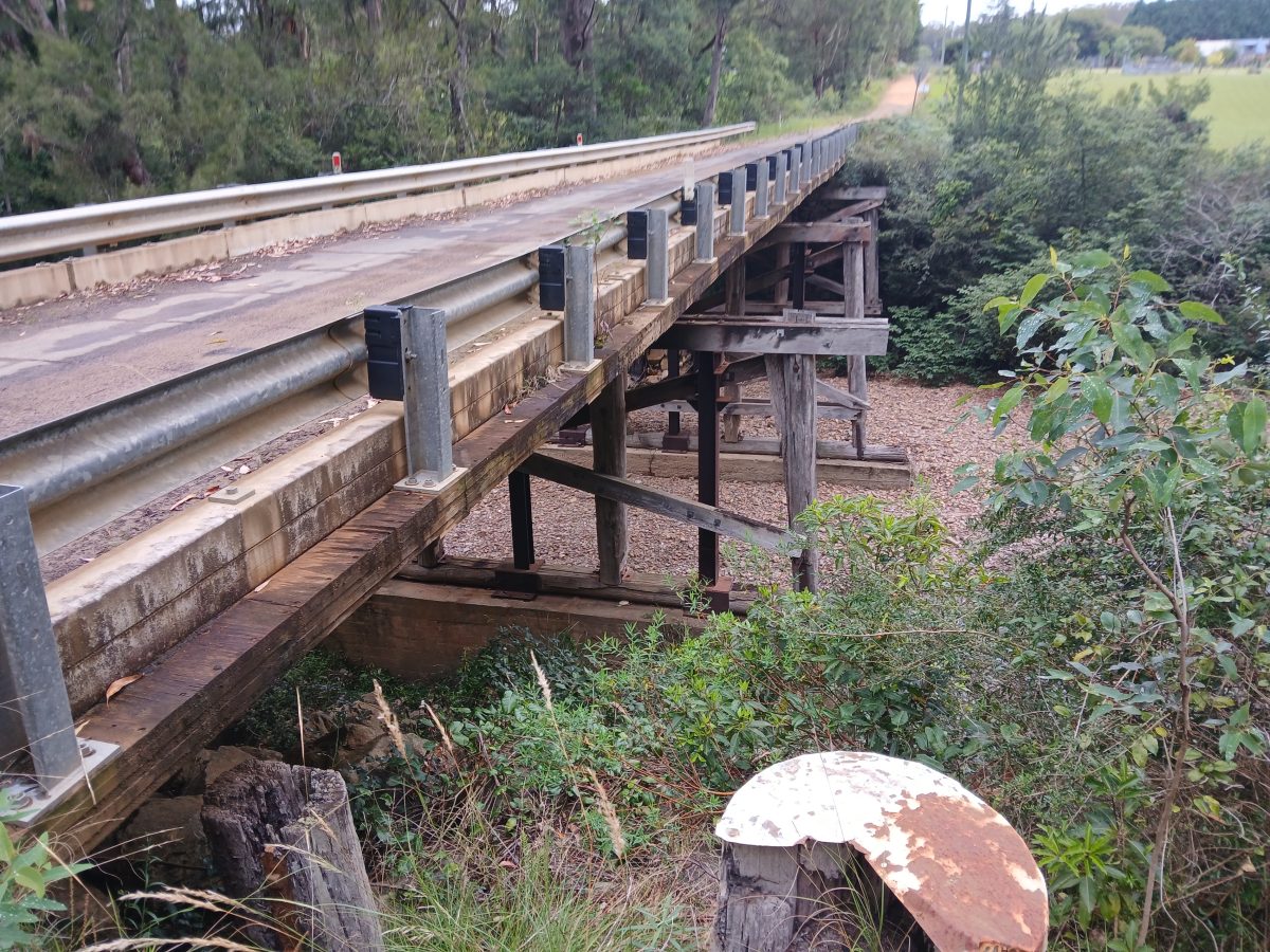 single-lane timber bridge