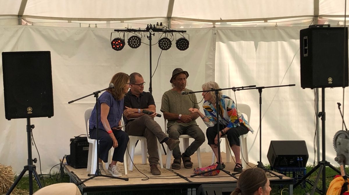 Helen O'Neil, Andrew Taylor, John Champagne and Dr Deborah O'Connell discuss the circular economy at Cobargo Folk Festival on 1 March.