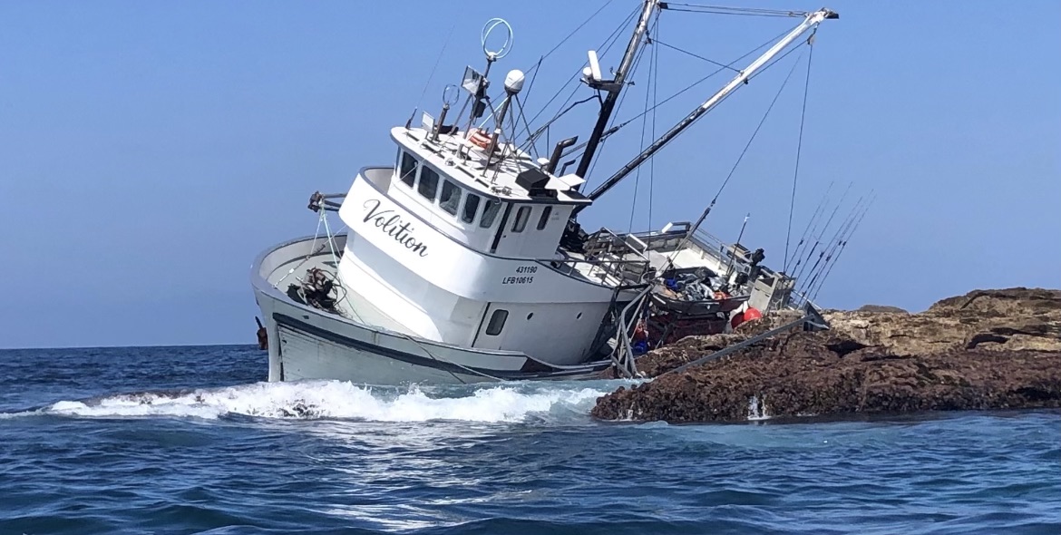 The fishing vessel Volition ran aground at Dickinson Point in Bermagui in the early hours on Thursday, 27 February.