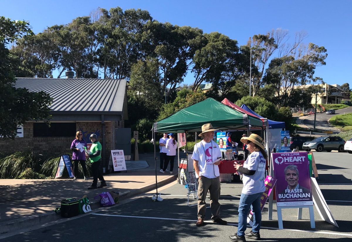 Voting at the Narooma Sports and Leisure Centre.
