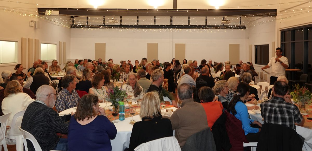 Moodji Farm project manager Dan Bakker addresses the sold-out Moodji Futures Dinner.