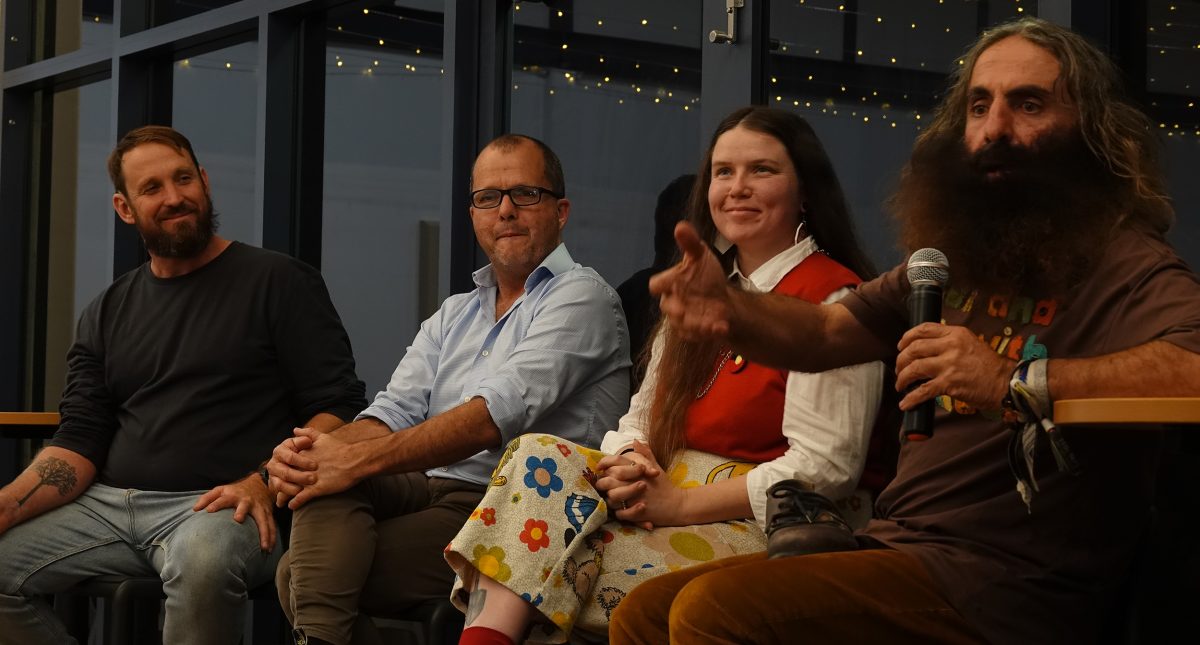 Paul West moderated a panel discussion with Andrew Taylor, Rhiannon Simmonds and Costa.