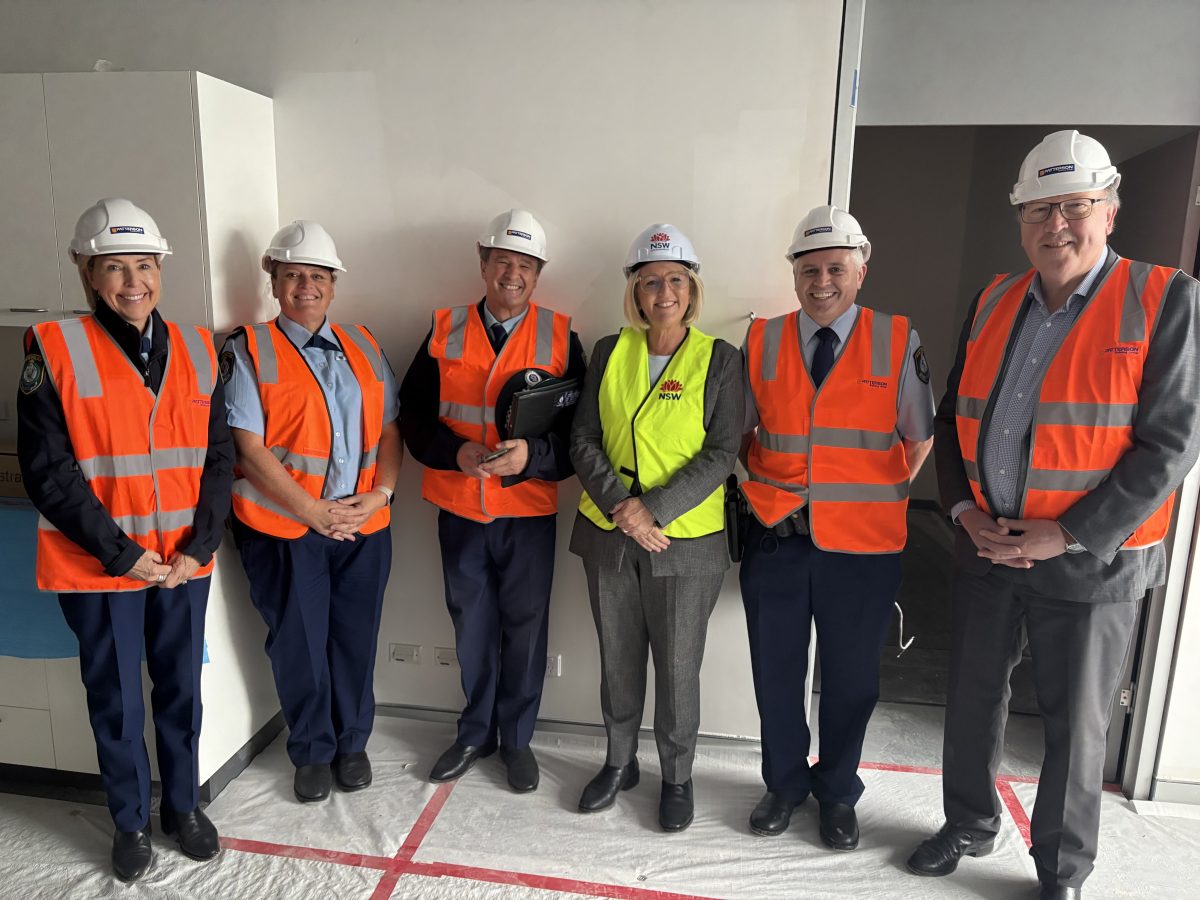Acting Superintendent Cath Flood, Acting Assistant Commissioner Kylie Endemi, Assistant Commissioner Joe Cassar, Inspector Jeff McInnes, Minister Yasmin Catley and Dr Michael Holland. Photo: NSW Police.