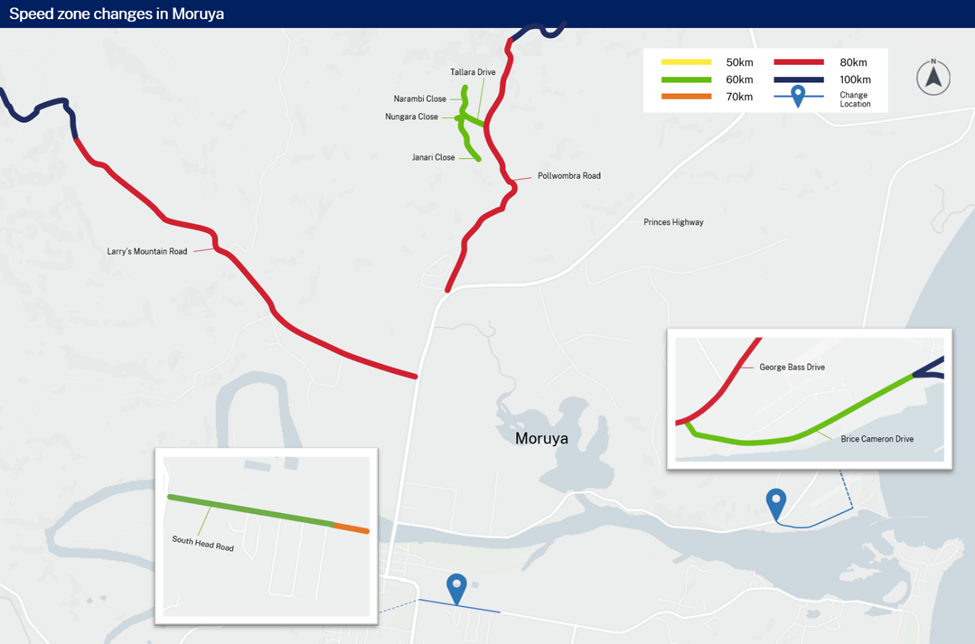 A map showing where speed limit changes will be